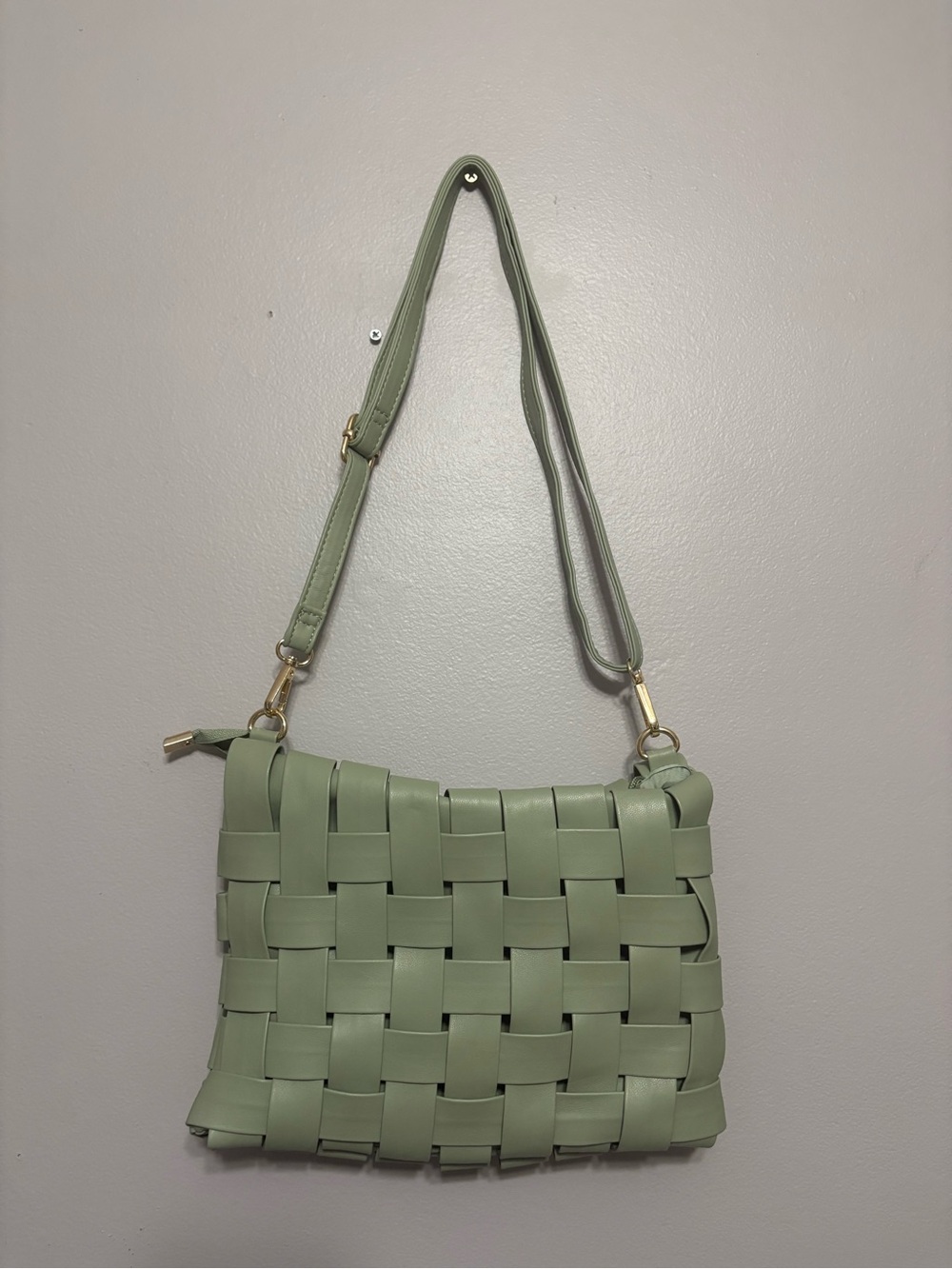 Anthropologie Woven Shoulder Bag in Sage Green